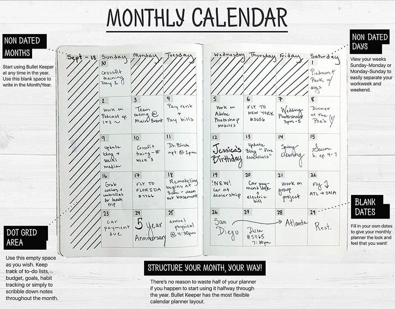 BK UNDATED Yearly Weekly/Monthly Planner 2026-27 Daily Planner Agenda & Personal Organizer to Increase Productivity, Academic Planner w/Sticker Set. A5 (5.8 x 8.3) - Brown Hardcover - Image 4